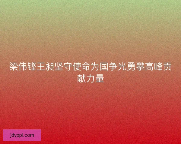 梁伟铿王昶坚守使命为国争光勇攀高峰贡献力量