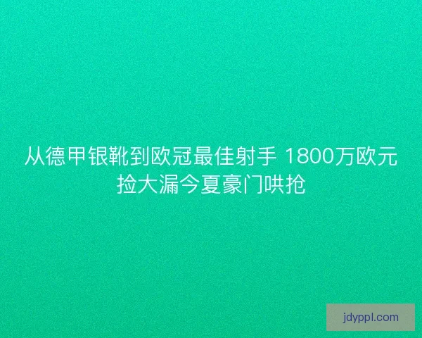 从德甲银靴到欧冠最佳射手 1800万欧元捡大漏今夏豪门哄抢